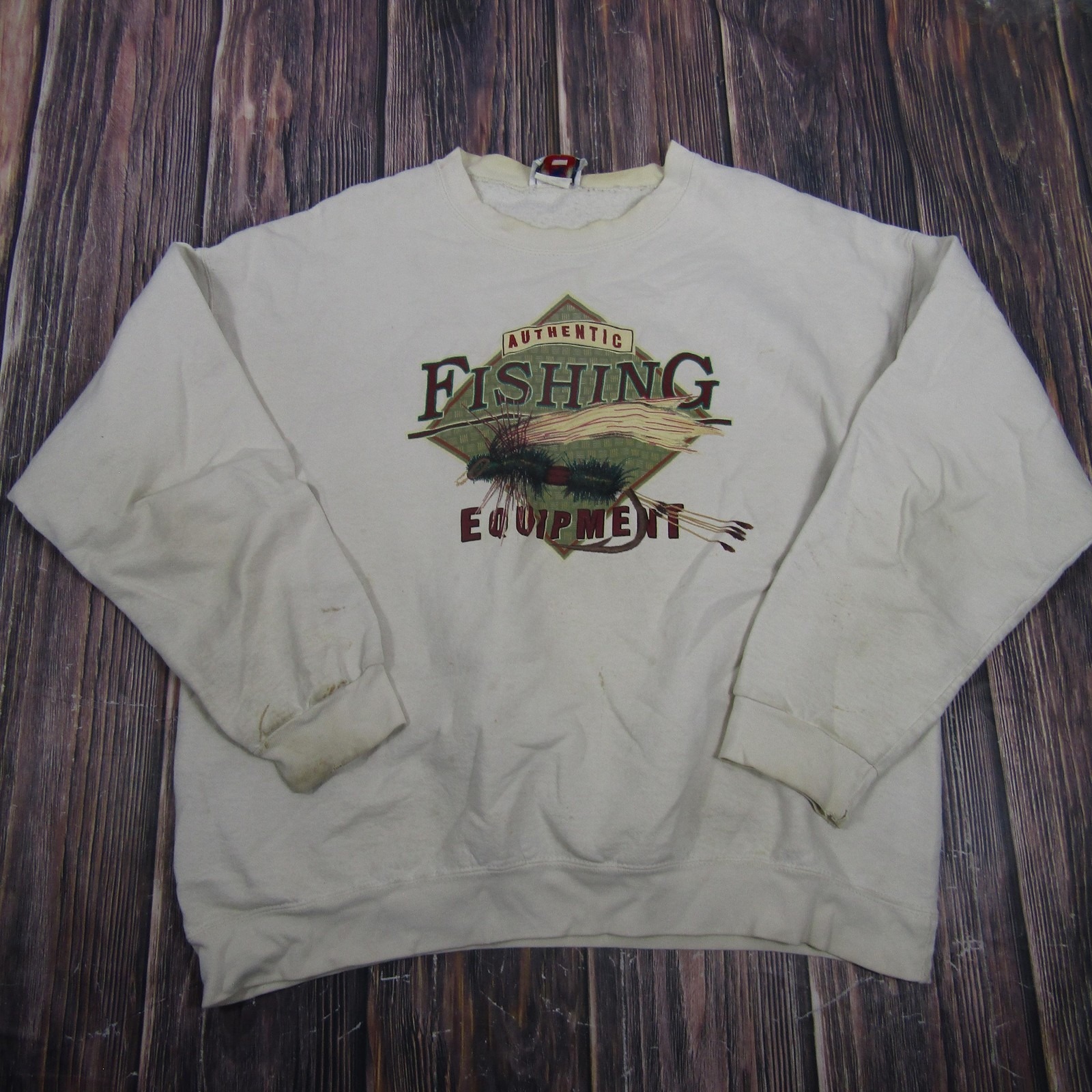Vintage Cape Isle Knitters Sweatshirt Mens Large White Fishing Graphic Made Usa